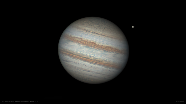 Schöner Jupiter mit Mond Ganymed aus La Palma vom 18. September 2023
