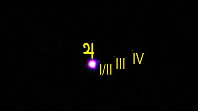 Jupiter mit Monden (Objekte beschriftet)