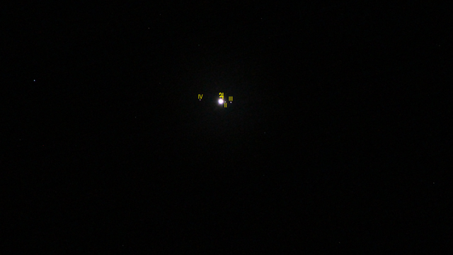 Jupiter mit Monden (Objekte beschriftet)