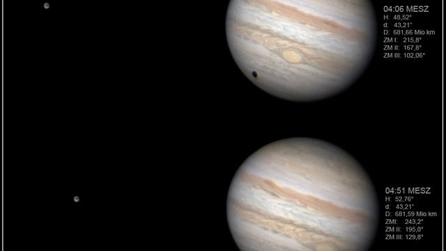 Jupiter mit Ganymed, Mondschatten und GRF