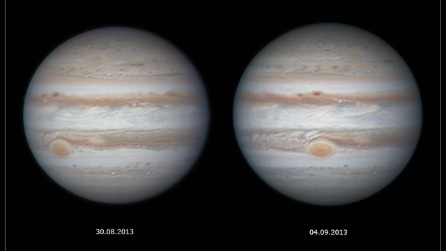 Jupiter mit GRF am 30. August und am 4. September 2013