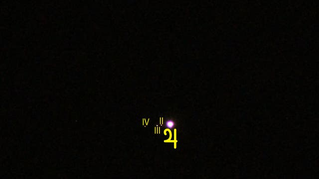Jupiter mit Monden (Objekte beschriftet)