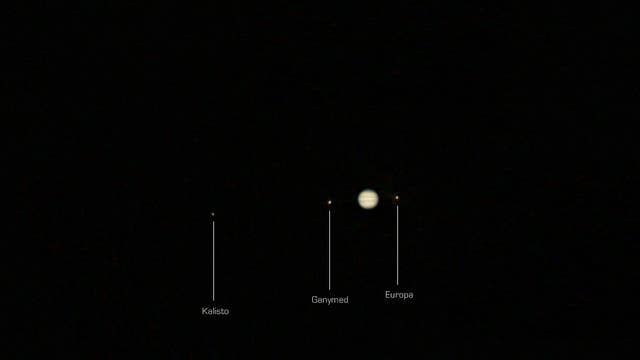Jupiter mit Kalisto, Ganymed und Europa