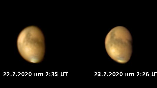 Mars am 22. und 23. Juli 2020