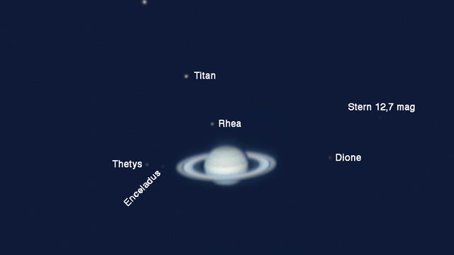 Saturn und seine Monde am 1. Juni 2021