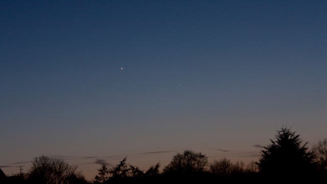Konjunktion Merkur und Venus am Abendhimmel