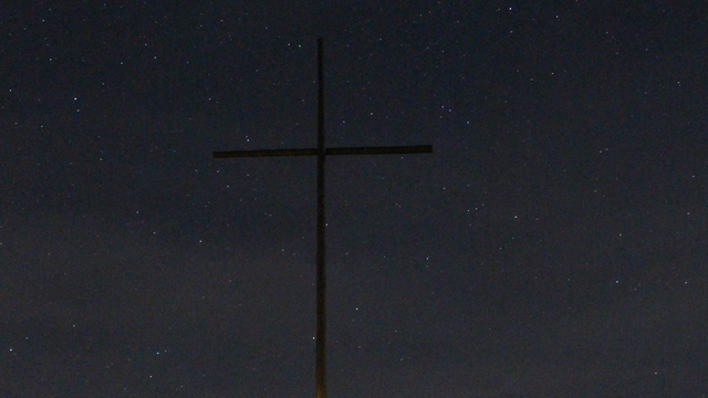 Jupiter über dem Kreuz auf dem Gläserberg