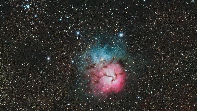 Trifid-Nebel M 20 mit offenem Sternhaufen M 21