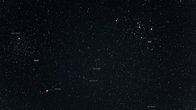M46 und M47 am Abendhimmel