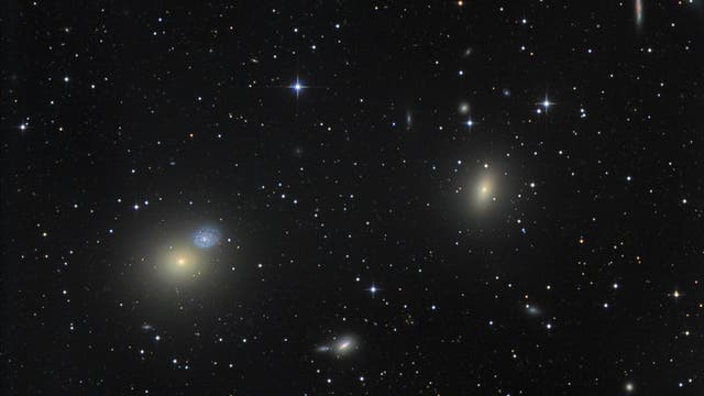Galaxien Messier 59, Messier 60 und NGC 4647 mit NGC 4637 und NGC 4638