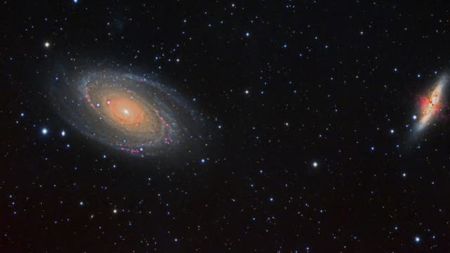 Messier 81 und 82 mit H-Alpha-Gebieten
