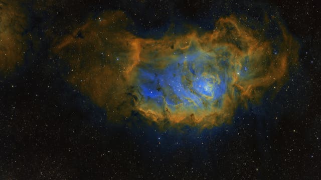 Lagunennebel in der Hubble-Palette