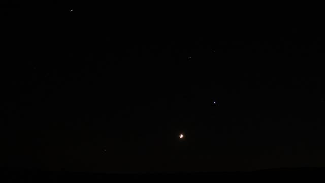 Mond, Venus und Jupiter am Abendhimmel
