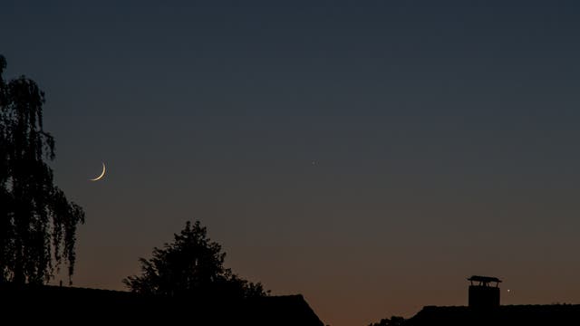 Venus - Merkur - Mondsichel am Abendhimmel