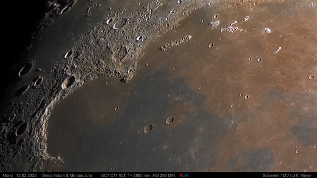 Mond, Sinus Iridum & Montes Jura am 12. Februar 2022