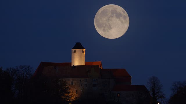 Vollmond über der Burg Schönfels