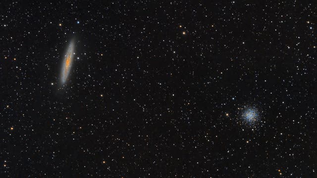 Sculptor-Galaxie (NGC 253) und Kugelsternhaufen NGC 288