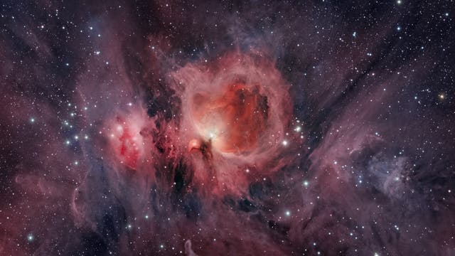Der Orionnebel umgeben von Gas und Staub