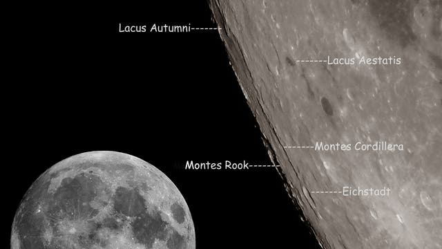 Mare Orientale neun Stunden vor der Mondfinsternis