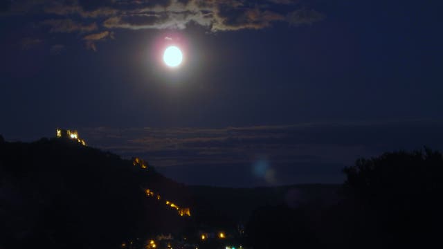 Partielle Mondfinsternis Halbschattenphase Mond über Dürnstein