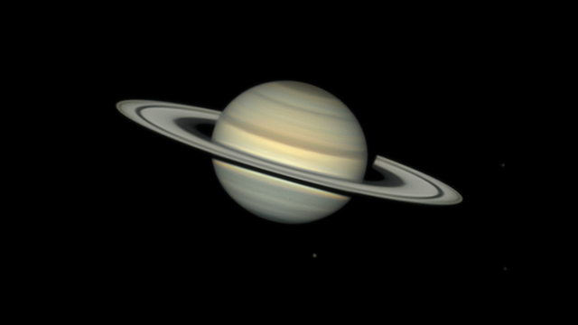 Saturn am 7. Juli 2023 mit vier Monden