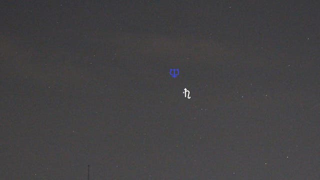 Saturn und Neptun (Objekte beschriftet)