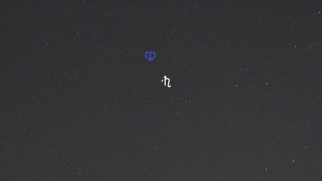 Saturn und Neptun (Objekte beschriftet)