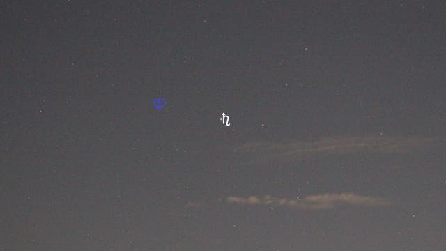 Saturn und Neptun (Objekte beschriftet)