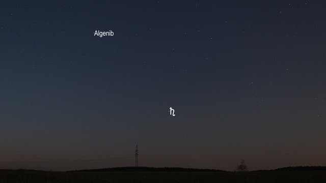 Saturn im Sternbild Fische (Objekte beschriftet)