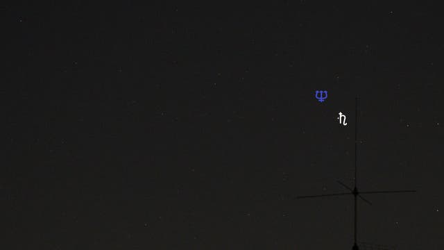 Saturn und Neptun (Objekte beschriftet)