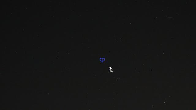 Saturn und Neptun (Objekte beschriftet)