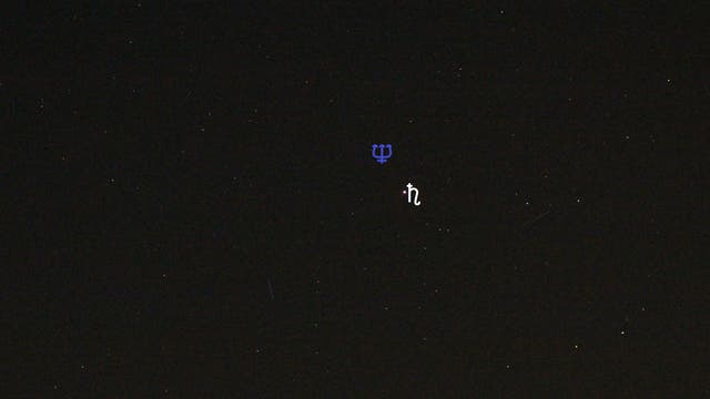 Saturn und Neptun (Objekte beschriftet)