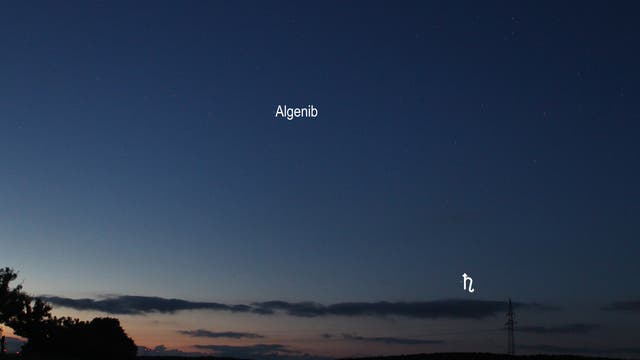 Saturn in der Morgendämmerung (Objekte beschriftet)