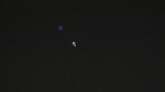 Saturn und Neptun (Objekte beschriftet)