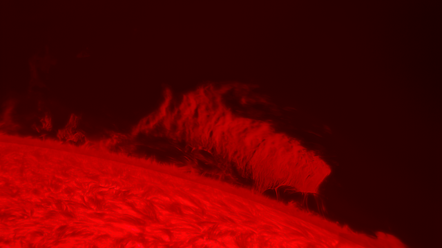 Sonnenprotuberanz fotografiert nahe München 12. April 2024