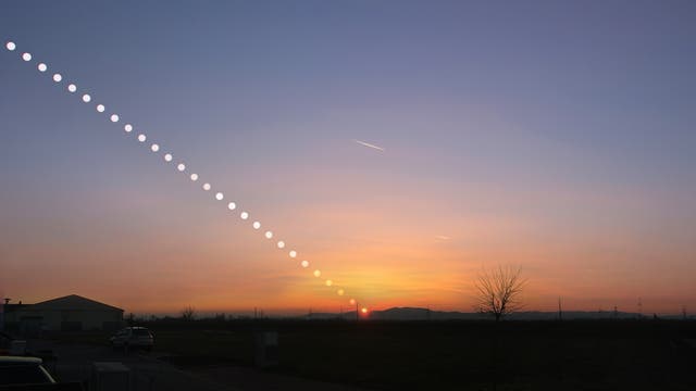 Die Bahn der untergehenden Sonne Mitte Februar