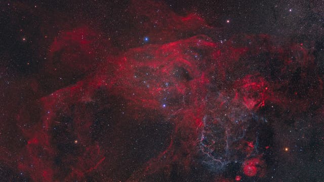 Supernova-Überrerst und H-alpha-Regionen in den Sternbildern Vela und Puppis