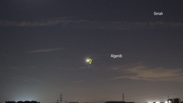 Venus am Abendhimmel (Objekte beschriftet)