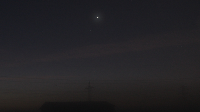 Merkur, Venus und Spika am Morgenhimmel