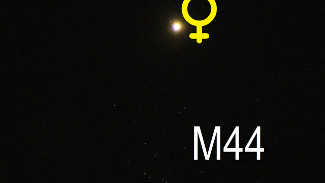 Venus in Konjunktion mit M44 (Objekte beschriftet)