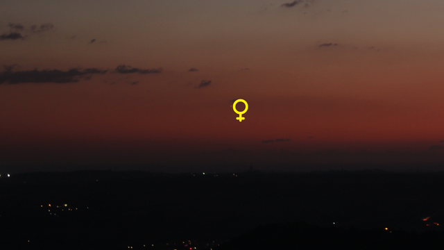 Venus am Abendhimmel (Objekte beschriftet)