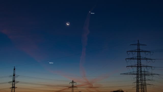 Mond, Venus und Merkur in der Morgendämmerung über Werne