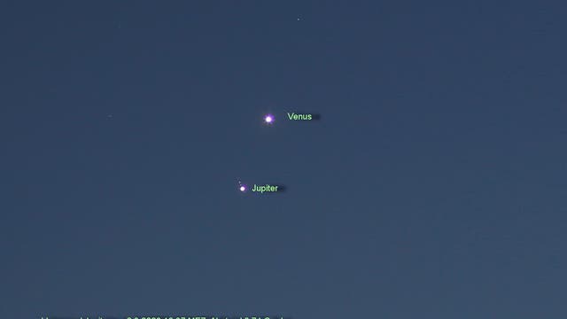 Venus und Jupiter am 2. März 2023 Ausschnitt