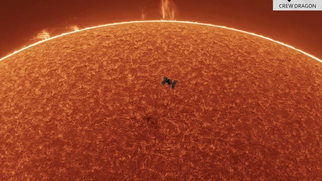 ISS Transit-Sonne in H-Alpha, 25. April 2021