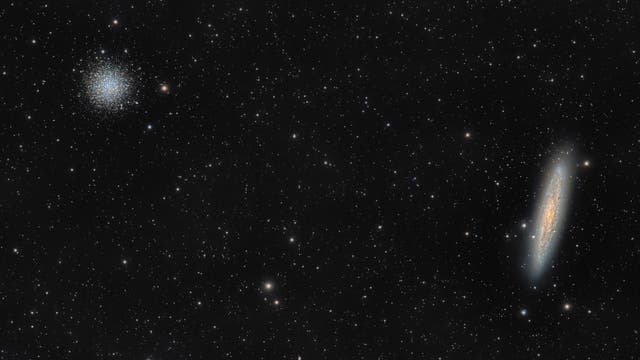 Sculptor-Galaxie und Kugelsternhaufen NGC 288