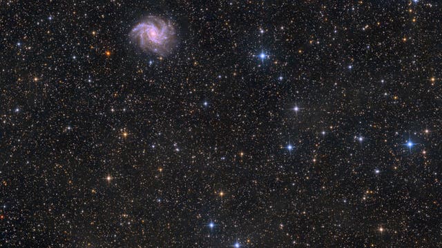 Komet C/2021 S3 (Panstarrs) unterhalb der Galaxie NGC 6946 und dem Sternhaufen NGC 6939