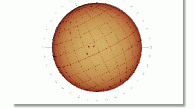 Sonne - Aktive Regionen Animation zur Positonsbestimmung