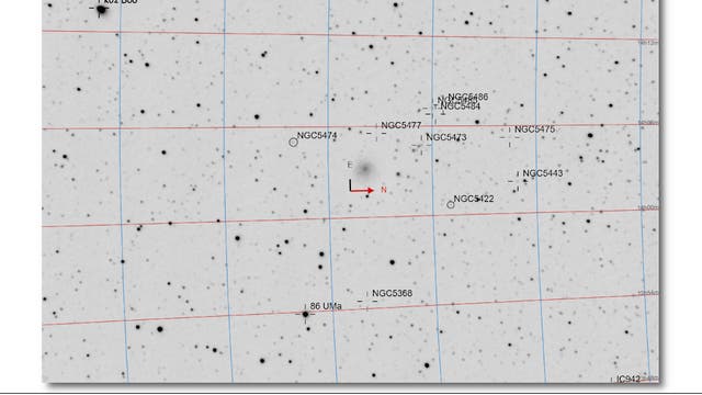 Astrometrie: Messier 101 und NGC Galaxien im Sternfeld