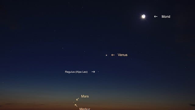 Planetenreigen mit Merkur, Mars und Mond am Morgen des 17. September 2017 (2) Planetenreigen mit Merkur, Mars und Mond am Morgen des 17. September 2017 (2)