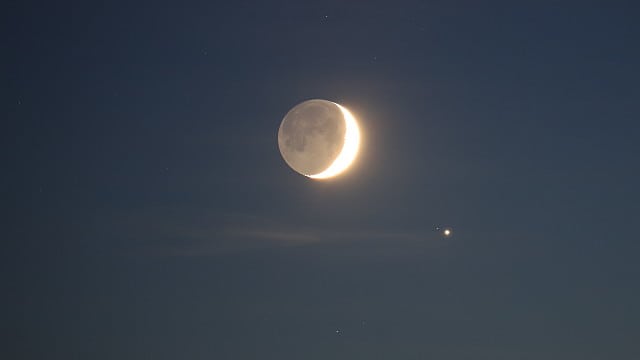 Aschgrauer Mond bei Jupiter am Abendhimmel über Uelzen Aschgrauer Mond bei Jupiter am Abendhimmel über Uelzen